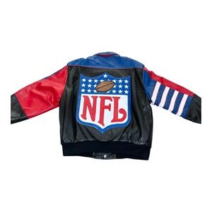 Vintage Jeff Hamilton NFL Jacket Mens XL NFL Football Leather Bomber Shield Logo